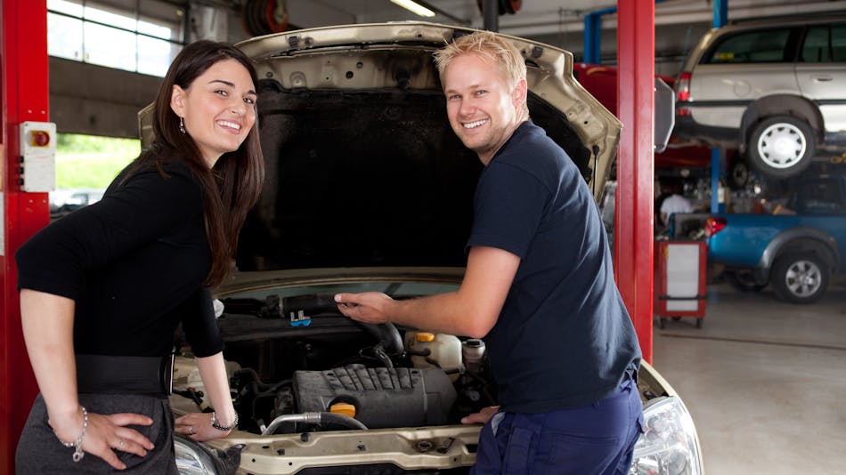 happy customer with mechanic