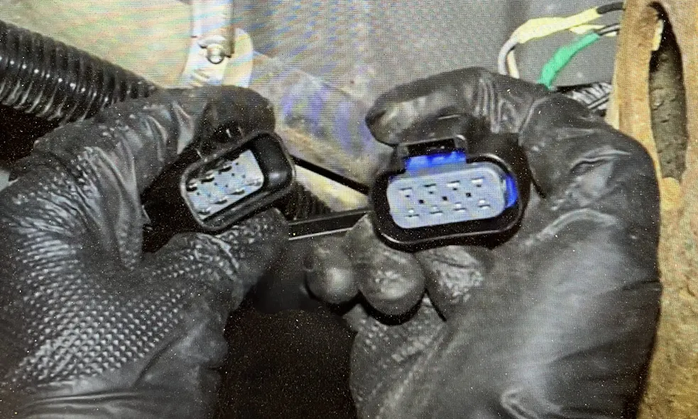 Figure 5- When checking for causes of improper air system operation, inspect the compressor connection for connector contamination, moisture intrusion or bent pins.