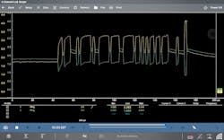 Figure 6- Fluctuating waveform of the CAN bus as the problem begins to occur. Figure 6- Fluctuating waveform of the CAN bus as the problem begins to occur.