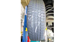 Measure tires across the tread and write the measurement in 32nds in chalk on the tread. Each subsequent inspection will show the number(s) going down, counting down till “retirement”.
