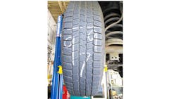Measure tires across the tread and write the measurement in 32nds in chalk on the tread. Each subsequent inspection will show the number(s) going down, counting down till &ldquo;retirement&rdquo;.