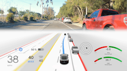 Figure 1 - ADAS vehicle in operation, path planning to avoid a VRU Figure 1 - ADAS vehicle in operation, path planning to avoid a VRU