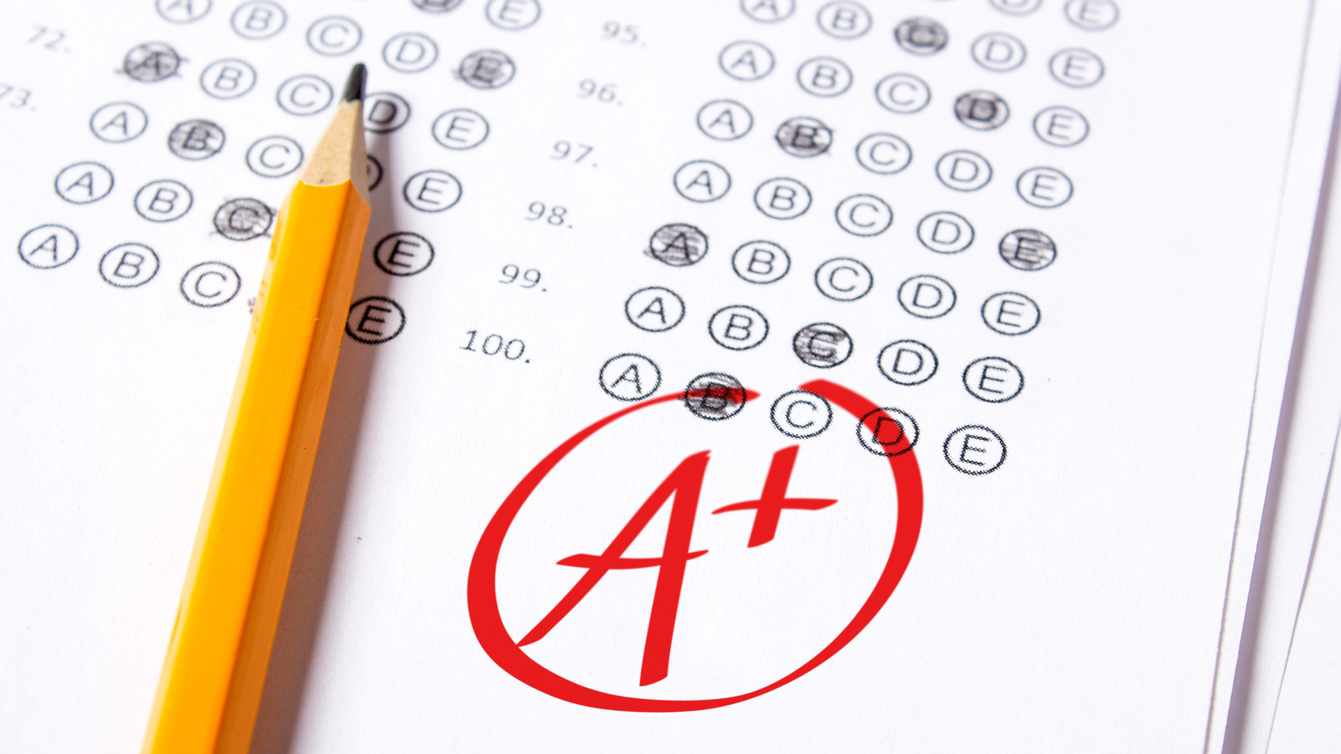 taking a test A plus