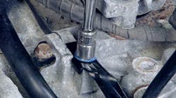 Only apply the threadlocker to the first few threads on a fastener to avoid ‘spill out.’ Only apply the threadlocker to the first few threads on a fastener to avoid ‘spill out.’