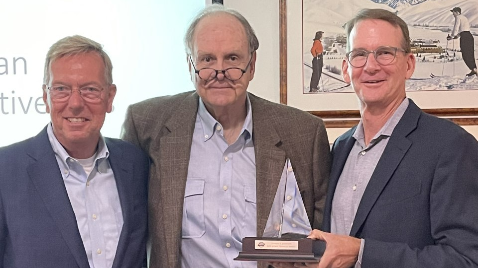 Left to Right: Bill Long, CEO, Motor & Equipment Manufacturers Association; Charley Johnson, CEO, OptiCat, LLC.; Mark Blackman, CEO, Gold Eagle, Co., Chairman of MEMA Board of Directors