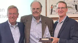Left to Right: Bill Long, CEO, Motor & Equipment Manufacturers Association; Charley Johnson, CEO, OptiCat, LLC.; Mark Blackman, CEO, Gold Eagle, Co., Chairman of MEMA Board of Directors