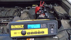 An easy-to-carry battery charger is a great tool to have. This battery is at a 77 percent state of charge, suitable for diagnosing a current draw. An easy-to-carry battery charger is a great tool to have. This battery is at a 77 percent state of charge, suitable for diagnosing a current draw.