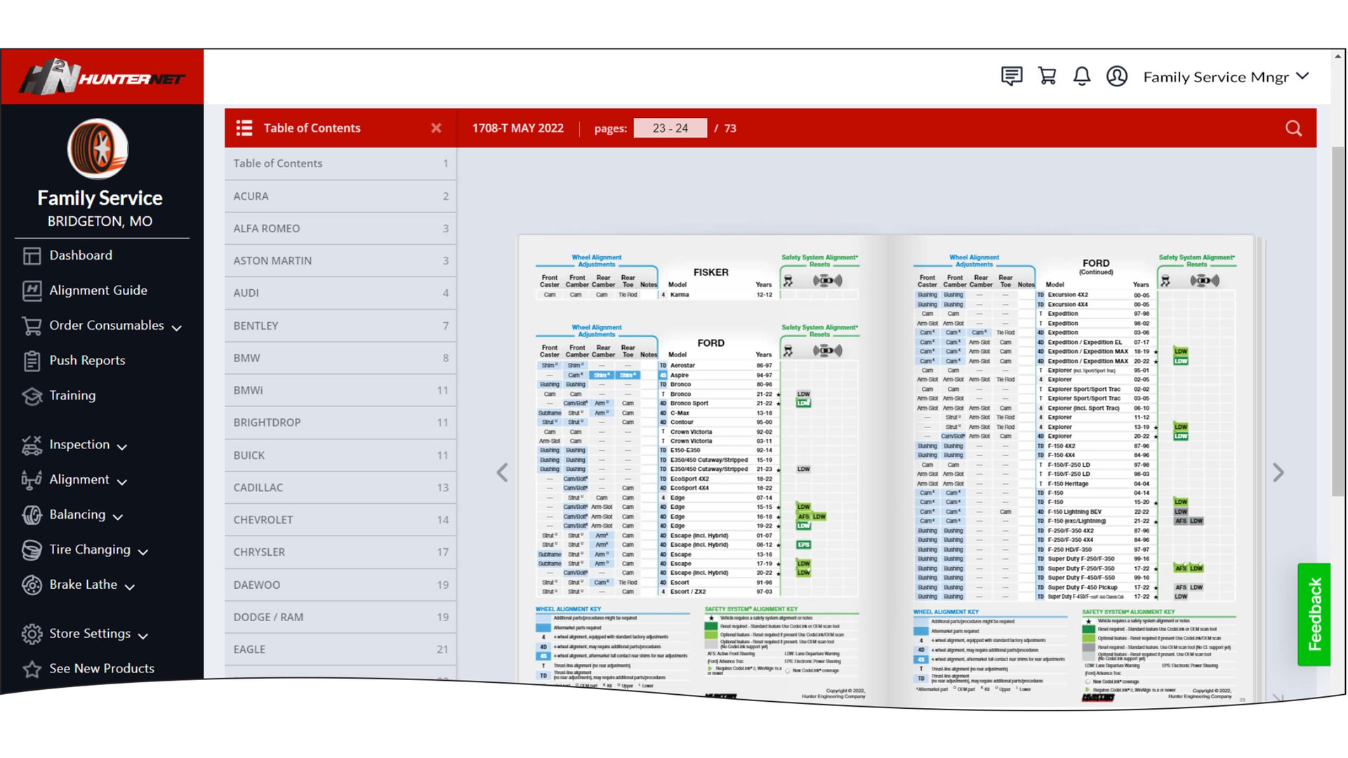 Hunter Engineering 1708-T Alignment Guide now available online