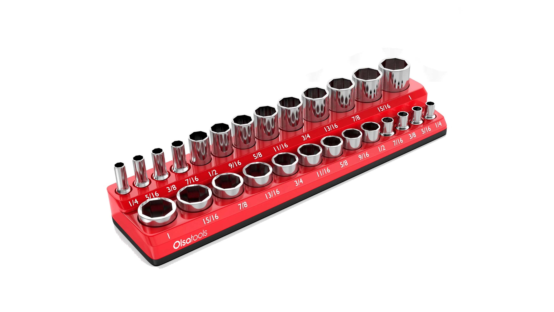 Olsa Tools Chrome Socket and Magnetic Socket Organizer Set, No. 1436