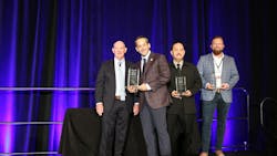 The 2022 ACE Award winners with Auto Care Association President and CEO Bill Hanvey (from left to right): Bill Hanvey; Large company winner Auto Value and Bumper to Bumper; Mid-size company winner MevoTech; and Small company winner Detroit Garage. The 2022 ACE Award winners with Auto Care Association President and CEO Bill Hanvey (from left to right): Bill Hanvey; Large company winner Auto Value and Bumper to Bumper; Mid-size company winner MevoTech; and Small company winner Detroit Garage.