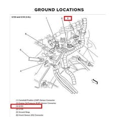 Using a wiring diagram from ALLDATA Repair, the technician inspected all connections and found that ground, G103 was loose. Using a wiring diagram from ALLDATA Repair, the technician inspected all connections and found that ground, G103 was loose.
