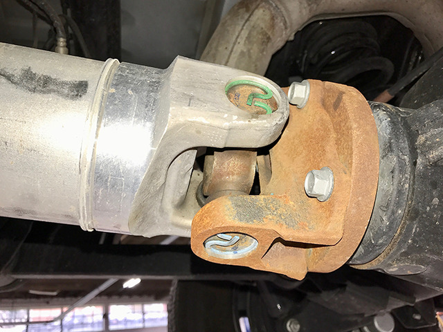 Figure 1 &ndash; 2017 RAM 2500 Factory U-Joints come with green and blue selective snap rings
