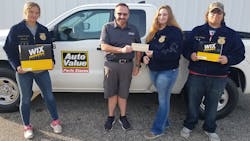 From l. to r.: Destiny (chapter vice president, Chippewa Hills FFA), Dan Reid (store manager, Auto Value Parts Store Remus), Macey (chapter president, Chippewa Hills FFA), and Adrian (chapter historian, Chippewa Hills FFA). From l. to r.: Destiny (chapter vice president, Chippewa Hills FFA), Dan Reid (store manager, Auto Value Parts Store Remus), Macey (chapter president, Chippewa Hills FFA), and Adrian (chapter historian, Chippewa Hills FFA).