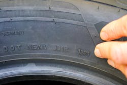 Figure 3- The tires DOT number tells not only its date of birth but also the tire size, manufacturer, and where it was made. This information can be of assistance when trying to determine if a recall is open for the tires as well.