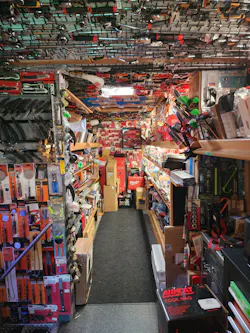 McCarthy covered the walls of the truck in a gray carpet so that he can velcro tools to every inch of the truck. McCarthy covered the walls of the truck in a gray carpet so that he can velcro tools to every inch of the truck.