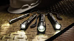 The Pelican Five Series Flashlights feature flood to spot technology, where the flood position projects a wide beam to illuminate the work area and the spot beam offers a long distance focused beam.