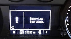 Figure 1- &ldquo;Battery low&mdash;start engine&rdquo; driver&rsquo;s information