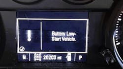 Figure 1- “Battery low—start engine” driver’s information Figure 1- “Battery low—start engine” driver’s information
