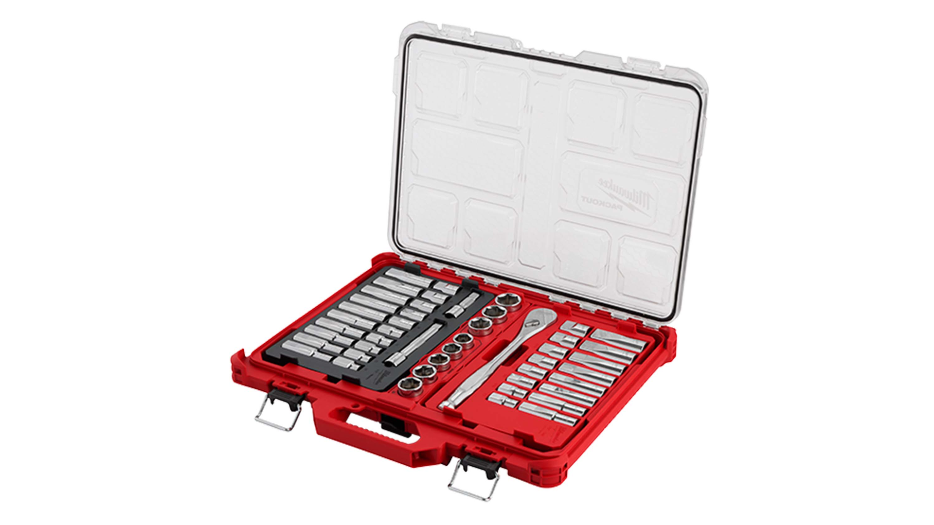 Milwaukee 47-pc 1/2' Drive Ratchet and Socket Set with PACKOUT Low-Profile Organizer, No. 48-22-9487