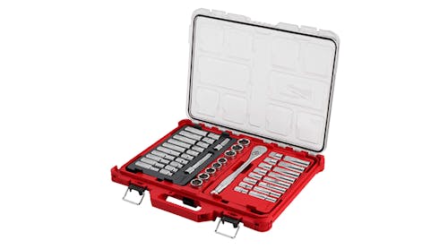 Milwaukee 47-pc 1/2" Drive Ratchet and Socket Set with PACKOUT Low-Profile Organizer, No. 48-22-9487