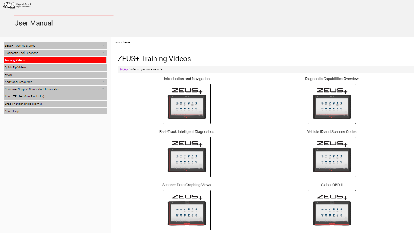 Snap-on adds Zeus+ training and support modules to website