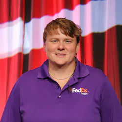 Bonnie Greenwood, shop technician at FedEx Freight, placed second at TMCSuperTech this past year. She is also the winner of TMCFutureTech and became the first woman to do so.