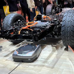 EFI Automotive's robot charger demonstrated at CES 2023. EFI Automotive's robot charger demonstrated at CES 2023.