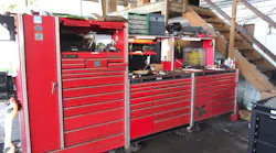 Pinner has been a technician for over 35 years and is proud of his grand toolbox setup.