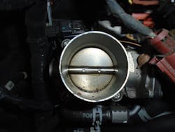 Figure 4- Throttle body sludge blocks idle air and possibly changes the TPS value at idle.