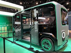 The Holon Mover is a SAE Level 4 shuttle that features a maximum speed of 37 mph, offers a range of 180 miles, is handicap and stroller accessible, and can hold up to 15 passengers (10 seated, 5 standing).