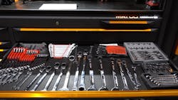 Whatever handtools, Berg doesn't keep in his roll cart, are held in the Revel X. Whatever handtools, Berg doesn't keep in his roll cart, are held in the Revel X.