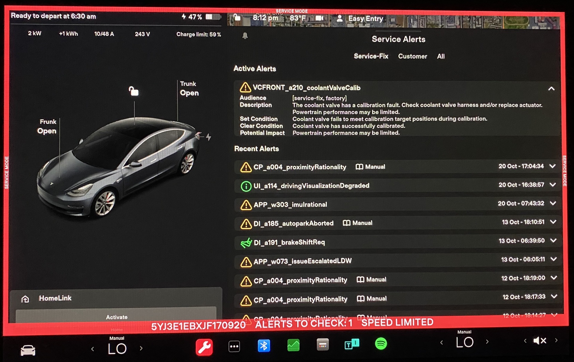 Figure 11 - Five-way coolant valve calibration failure