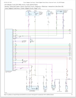 Figure 4 – Notice the data lines coming out of the liftgate module. These indicate the computer communicates on a network and may be accessible with the scan tool. Figure 4 – Notice the data lines coming out of the liftgate module. These indicate the computer communicates on a network and may be accessible with the scan tool.