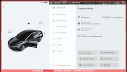 Figure 4 - Tesla Model 3 'Service Mode' menu Figure 4 - Tesla Model 3 'Service Mode' menu