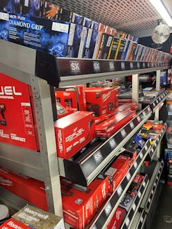 Lankford has three shelves dedicated for Milwaukee Tool, which are popular with her customers.