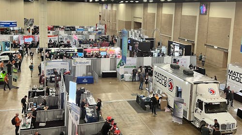 An aerial shot of the show floor.