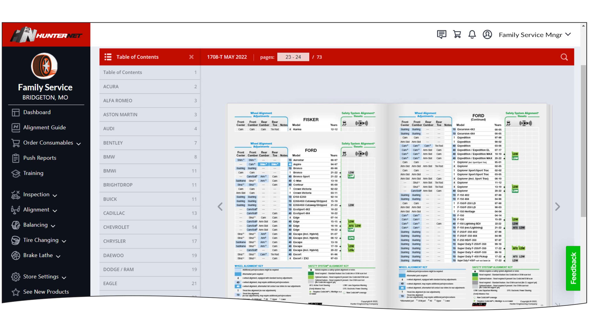 Hunter Engineering 1708-T Online Alignment Guide