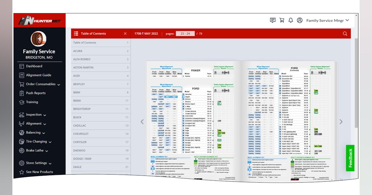 1708-T Online Alignment Guide | Vehicle Service Pros