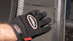 Once the tire is repaired, you can either discard the piece of sound-deadening material or you can use a little adhesive to reinstall the foam. Once the tire is repaired, you can either discard the piece of sound-deadening material or you can use a little adhesive to reinstall the foam.