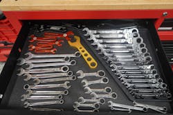 Ray keeps similar tools stored together.
