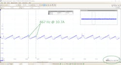 Figure 4- This post-repair current probe trace displays the pump amperage to have increased, and the speed to have increased as well. Figure 4- This post-repair current probe trace displays the pump amperage to have increased, and the speed to have increased as well.