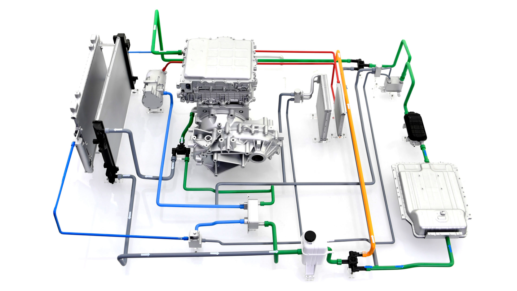 This high-efficiency heat pump system is the one found in the Hyundai Kona EV.