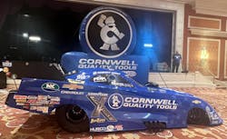 John Force's Cornwell Tools branded racecar. John Force's Cornwell Tools branded racecar.