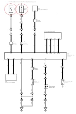 Figure 1- This OEM diagram shows the transponder ECU being powered by the 10A IGN fuse and the 7.5A ECU-B fuse. Both of them checked out fine. Figure 1- This OEM diagram shows the transponder ECU being powered by the 10A IGN fuse and the 7.5A ECU-B fuse. Both of them checked out fine.