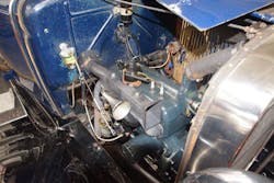 Figure 2 – When vehicles progressed to enclosed interiors, the OEMs developed manifolding and shielding around the exhaust manifold. Air was blown across the hot manifold, and the shielding guided the heated air to the vehicle's interior. The heating proved acceptable, but there was always a concern about exhaust gas emissions entering the car. Figure 2 – When vehicles progressed to enclosed interiors, the OEMs developed manifolding and shielding around the exhaust manifold. Air was blown across the hot manifold, and the shielding guided the heated air to the vehicle's interior. The heating proved acceptable, but there was always a concern about exhaust gas emissions entering the car.