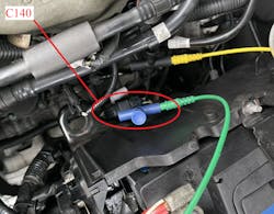 Figure 6- Connector C140 is a perfect spot to divide the circuit to isolate the location of the fault. Figure 6- Connector C140 is a perfect spot to divide the circuit to isolate the location of the fault.