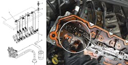 Figure 8- The valve lifter oil manifold (VLOM) is the device which manages the operation of the intake and exhaust valve lifters for specific cylinders during active fuel management mode. Figure 8- The valve lifter oil manifold (VLOM) is the device which manages the operation of the intake and exhaust valve lifters for specific cylinders during active fuel management mode.