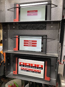 Ed and Maria keep their scan tools out on display in the truck so customers can take a look and test them out.