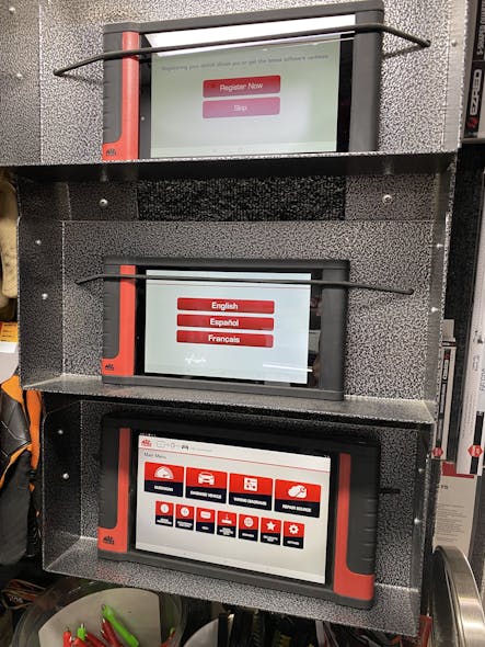Ed and Maria keep their scan tools out on display in the truck so customers can take a look and test them out.