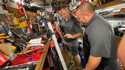 Helping out a customer Helping out a customer